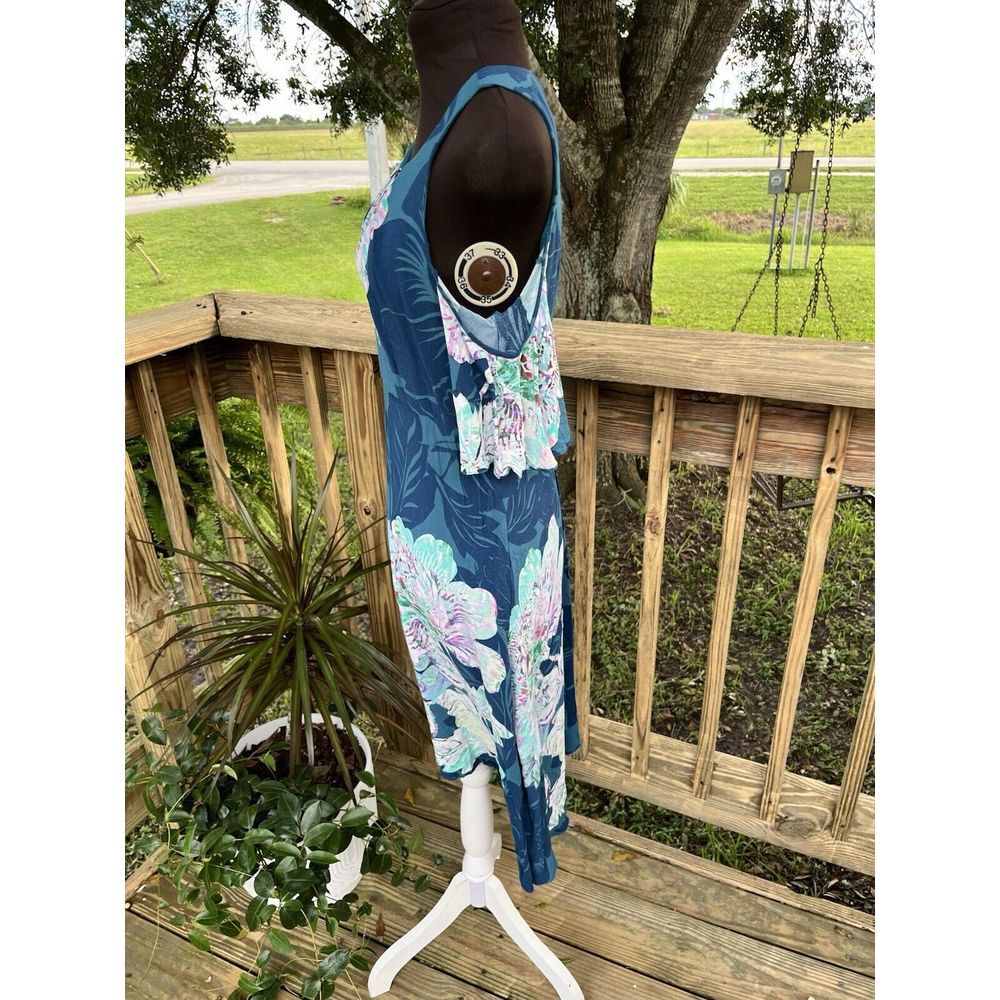 Anthropologie Maeve Floral Fit N Flare Cold‎ Shoulder Turquoise Dress Sz 6 $138 - Picture 3 of 15